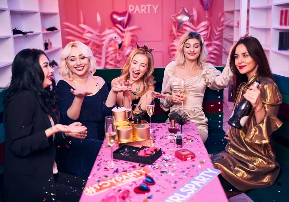 Group of young women celebrating Galentine's Day.